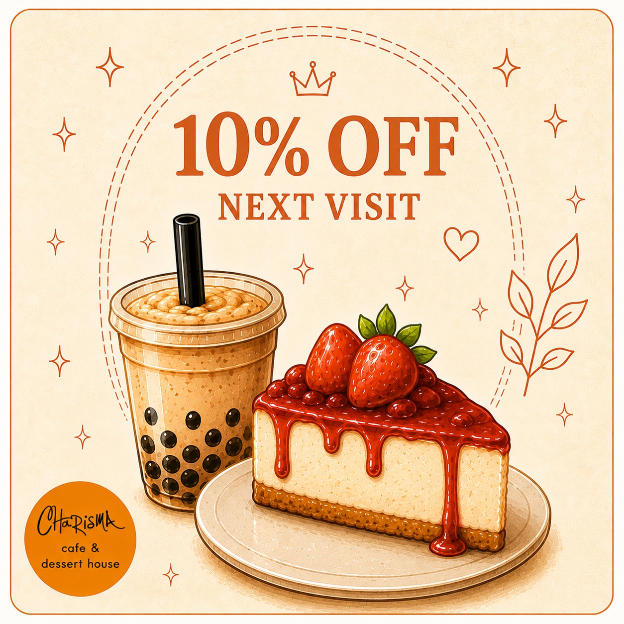 10% off next visit reward artwork for Level 1 VIP